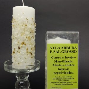 Vela Branca Artesanal com Arruda e Sal Grosso