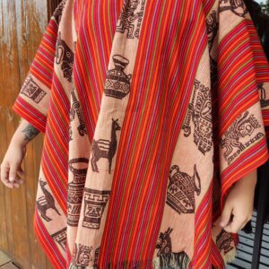 Poncho Peruano Dos Andes Lhamas Alpaca Hippie Boho