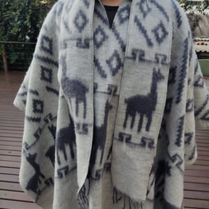 Poncho Peruano Dos Andes Lhamas Alpaca Hippie Boho