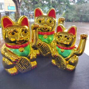 Maneki Neko Gato da Sorte Dourado 21cm