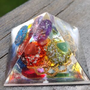 Orgonite Pirâmide 7 Chakras com Cristais 4,5 cm