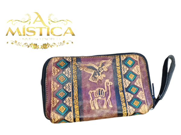 Bolsa Peruana de Couro Pirografado Marron