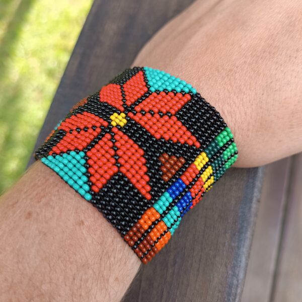 Pulseira étnica de miçangas Flor vermelha - Image 2