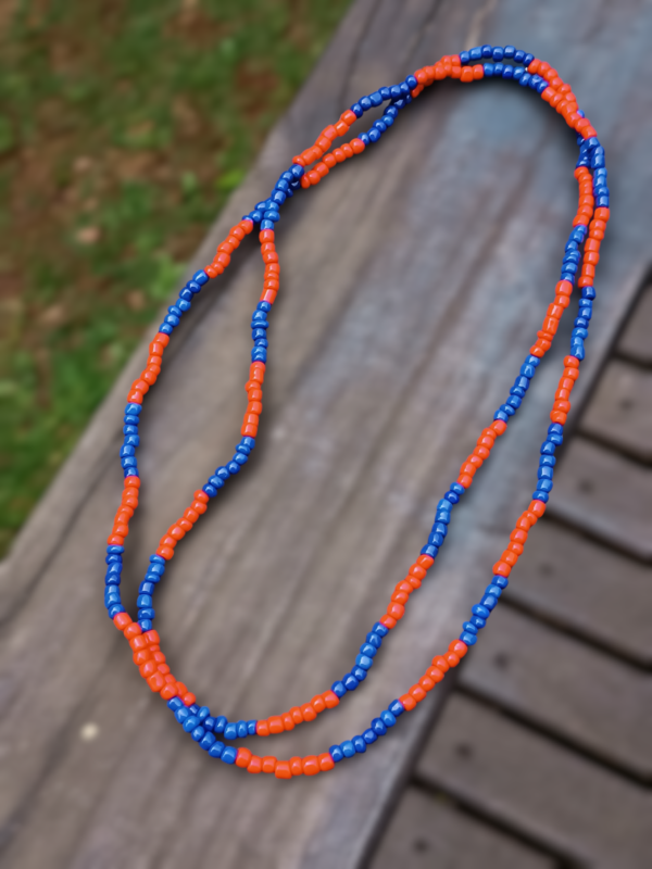 Guia de Miçanga leitosa Vermelha e Azul - Image 2
