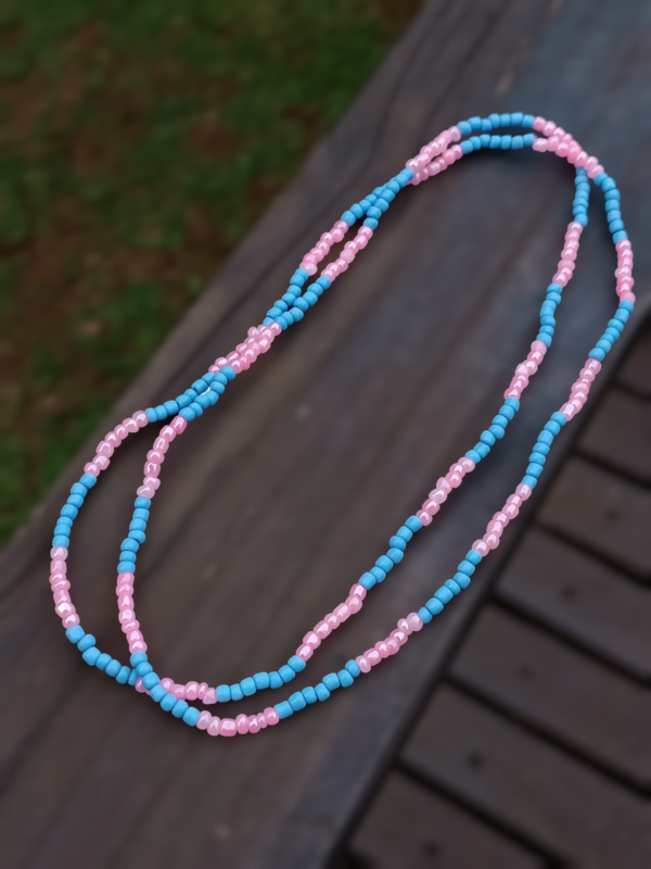 Guia de Miçanga leitosa Rosa e Azul - Image 2