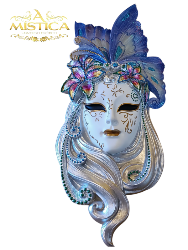Mascara de parede decorativa estilo Veneziano Borboleta Azul