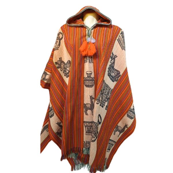 Poncho Vermelho Peruano Dos Andes Lhamas Alpaca Hippie Boho