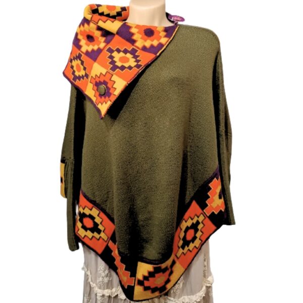 Poncho Alpaca Feminino Verde