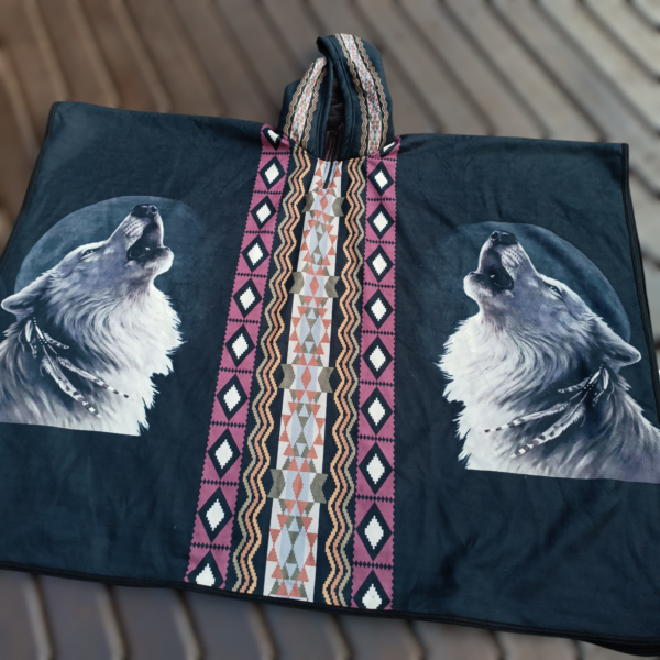 Poncho Xamânico Lobos Apeluciado Hippie Boho - Image 2