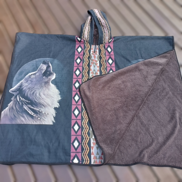 Poncho Xamânico Lobos Apeluciado Hippie Boho - Image 4