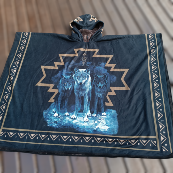 Poncho Xamânico Lobos Apeluciado Hippie Boho - Image 2