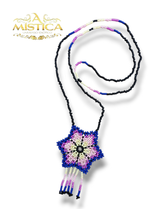 Colar feito com miçangas Flor estilo Étnico Peruano Violeta