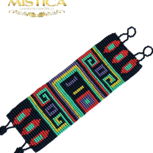 Pulseira étnica de miçangas Inka vermelho e preto