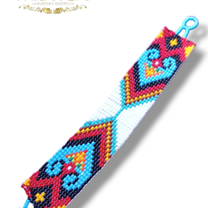 Pulseira étnica de miçangas Coração Azul