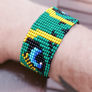 Pulseira étnica de miçangas Olhos jaguar