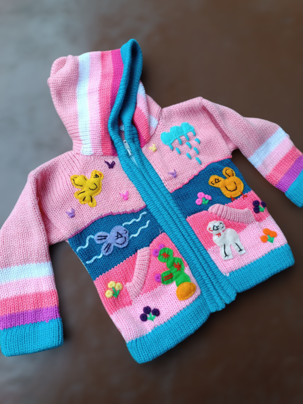 Blusa Casaco de Inverno Infantil Tricot Peruano Bordado - Image 2