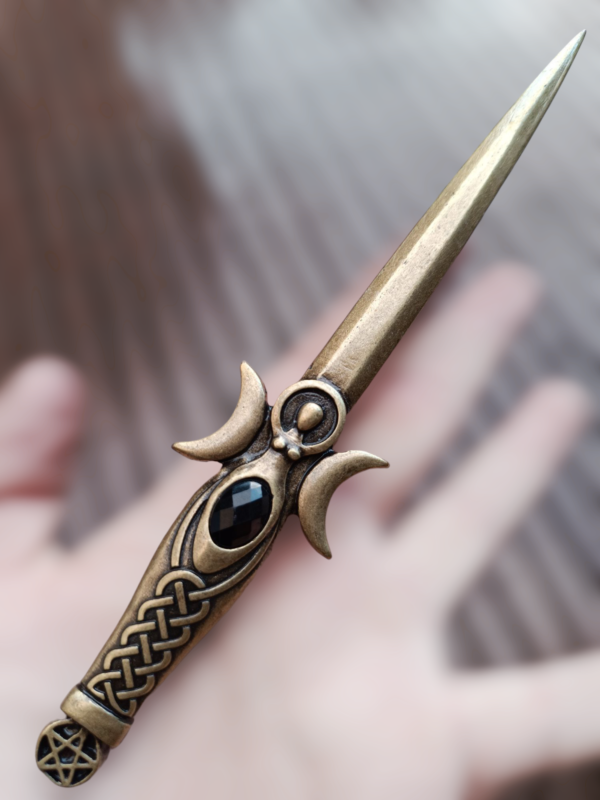 Punhal Athame Triskle 19cm Ouro velho - Image 4