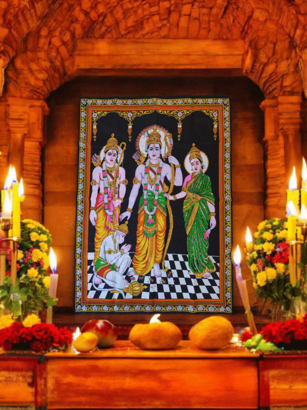 Pano Tapeçaria de Parede Ram, Sita, Lakshmi e Hanuman - Image 2