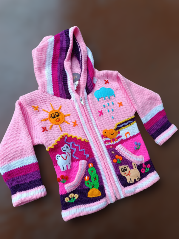 Blusa Casaco de Inverno Infantil Tricot Peruano Bordado - Image 2