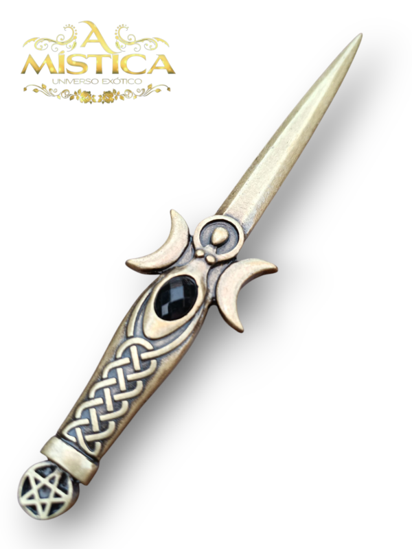 Punhal Athame Triskle 19cm Ouro velho