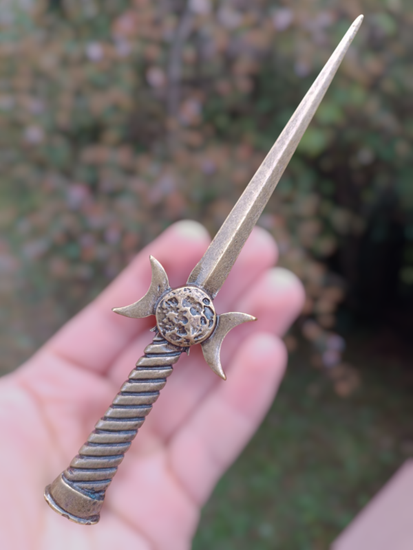 Punhal Athame Triluna 20cm Ouro velho - Image 3