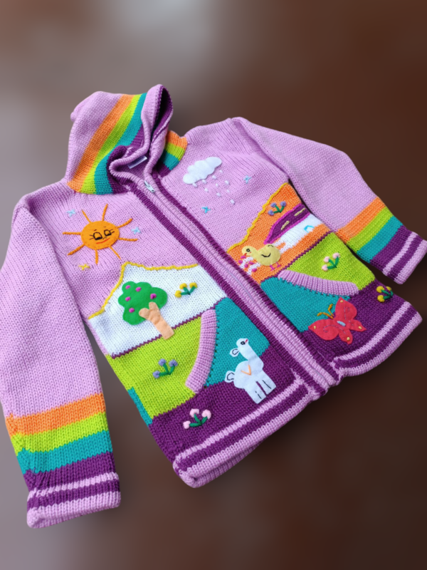 Blusa Casaco de Inverno Infantil Tricot Peruano Bordado - Image 2