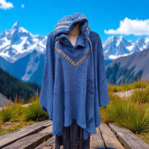 Poncho em Microfibra Azul Petróleo