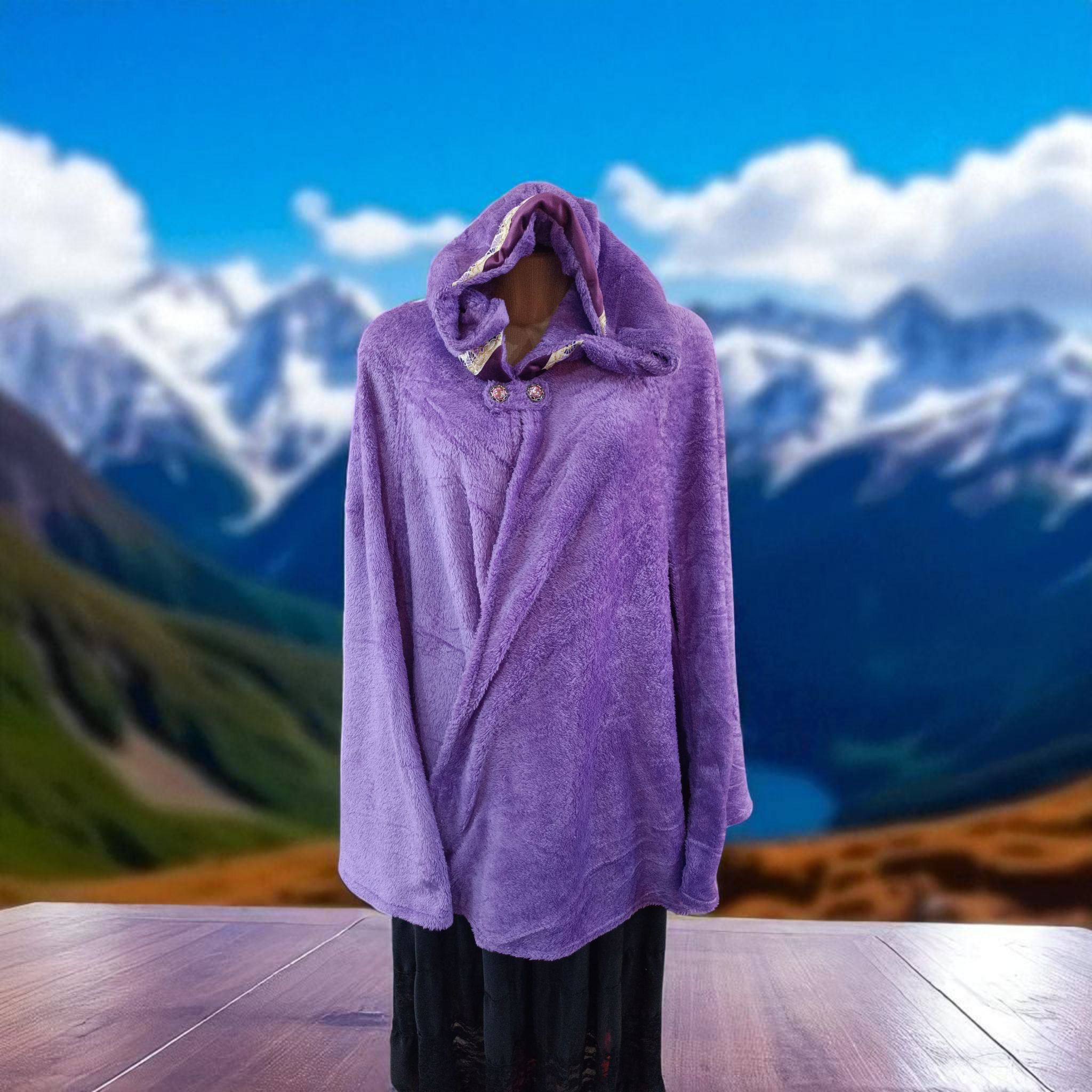 Poncho capa em microfibra Roxo - Imagem 3