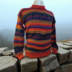 Blusa de lã Peruana Unissex Vermelha com detalhes