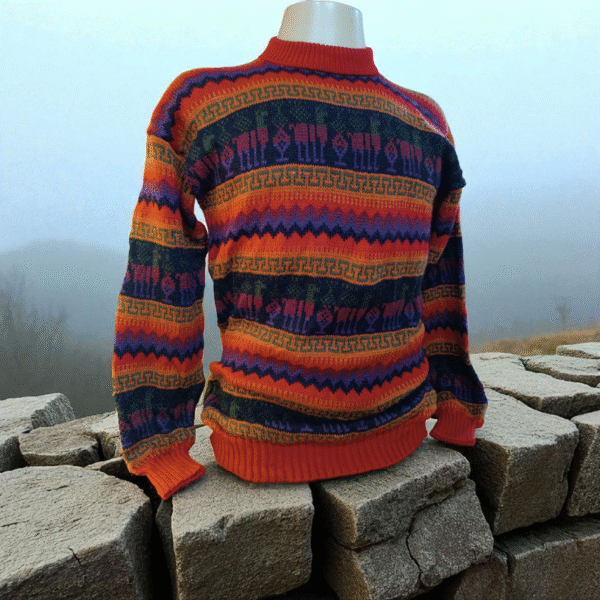 Blusa de lã Peruana Unissex Vermelha com detalhes - Image 2