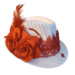 Chapéu aba curta Malandra Vermelho e branco