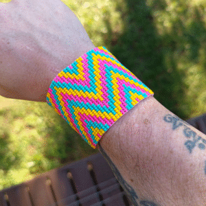 Pulseira étnica de miçangas Rosa e azul