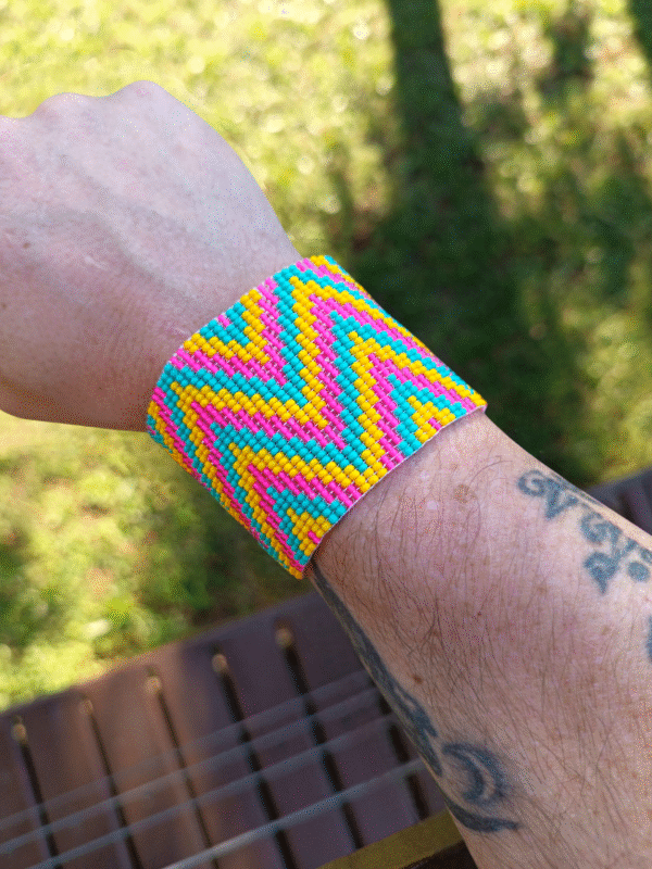 Pulseira étnica de miçangas Rosa e azul - Image 2
