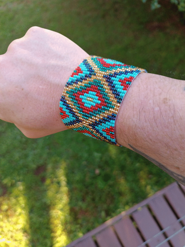Pulseira étnica de miçangas Vermelho e verde - Image 2