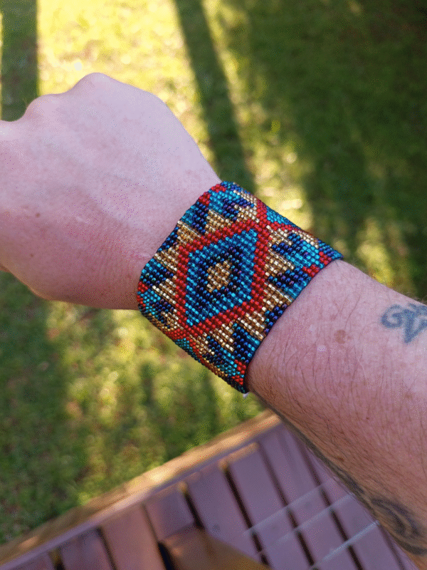 Pulseira étnica de miçangas Vermelho e azul - Image 2