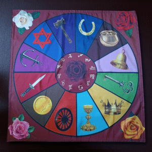 Toalha para tarot Roda Cigana Ferramentas