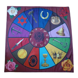 Toalha para tarot Roda Cigana Ferramentas