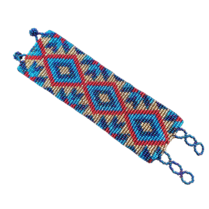 Pulseira étnica de miçangas Vermelho e azul