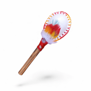 Maraca de Couro Branco e Cabo de Jagube