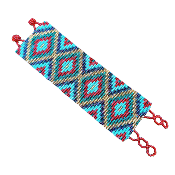 Pulseira étnica de miçangas Vermelho e verde