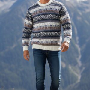 Blusa de lã Peruana Unissex branca com detalhes