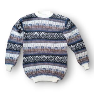 Blusa de lã Peruana Unissex branca com detalhes