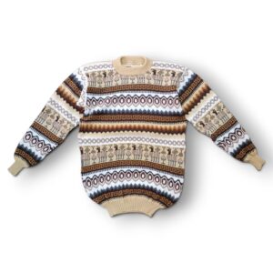 Blusa de lã Peruana Unissex bege com detalhes