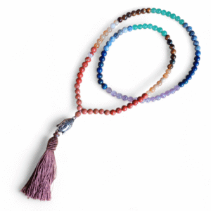 Japamala de Pedra Chakras com Ponta de Buda 108 contas