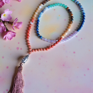Japamala de Pedra Chakras com Ponta de Buda 108 contas