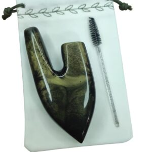 Kuripe de Resina preto com dourado – Auto Aplicador de Rapé