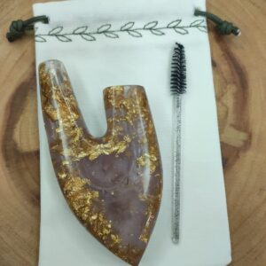 Kuripe de Resina Lilás com dourado – Auto Aplicador de Rapé