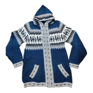 Blusa Peruana Tradicional Lã Com Ziper E Capuz