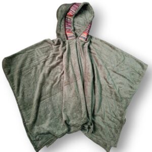 Poncho Xamanico Microfibra Retangular Com Capuz Native Verde