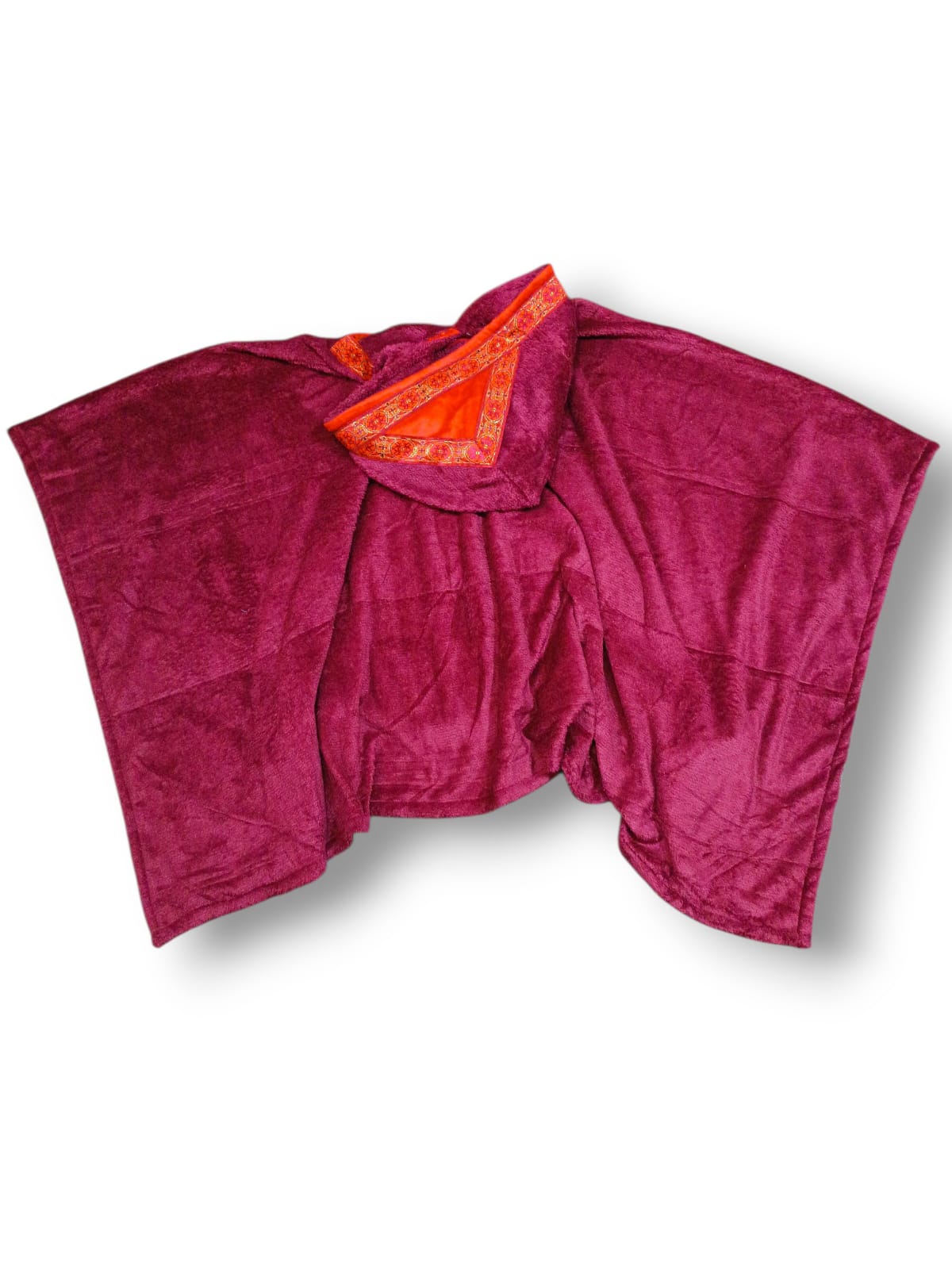 Poncho Microfibra Retangular Com Capuz Bordo - Imagem 3